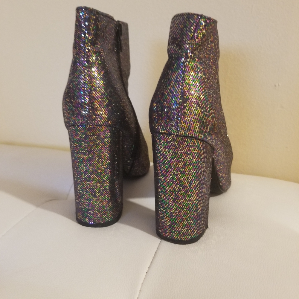 Sparkly Colorful Block Heeled Boots - image 3